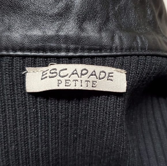 Vintage Retro Y2K Escapades Black Suede Leather Ribbed Sweater Turnlock Jacket M - Picture 13 of 13
